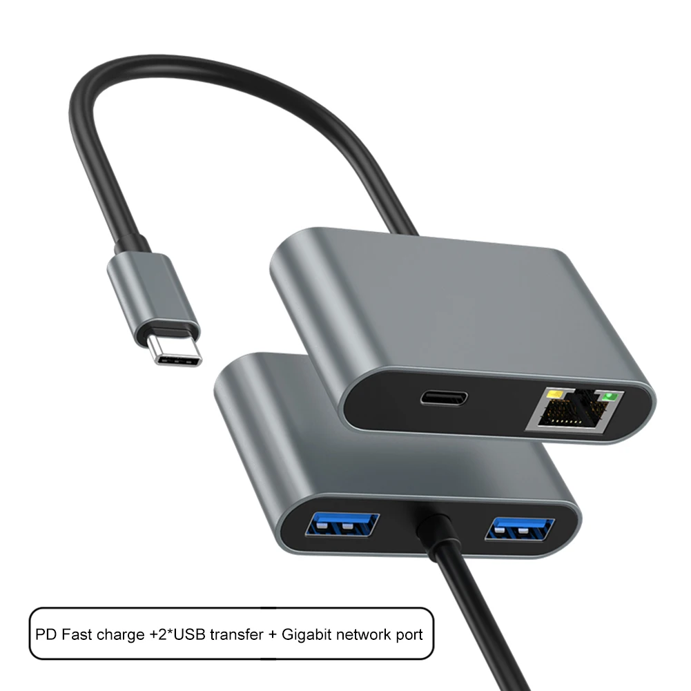 1000Mbps USB C إلى محول إيثرنت 60 واط PD Type-C شحن ميناء محول الشبكة نوع C إلى RJ45 شبكة LAN محول لأجهزة الكمبيوتر المحمول
