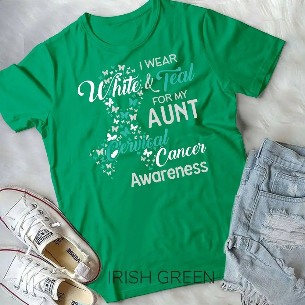 I wear White and Teal for my Aunt Cervical Cancer T-Shirt Unisex Youth T-shirt