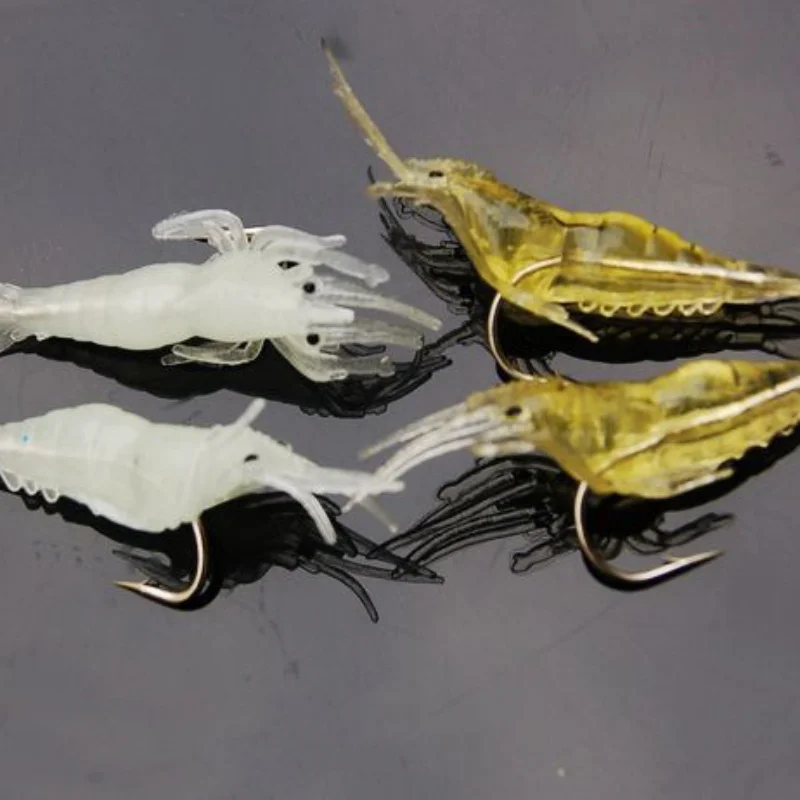 Luya Grass Shrimp Luminous Biomimetic Shrimp Bait 4cm 10pcs Artificial Bait Bait Single Hook Sea Fishing Tool image 3