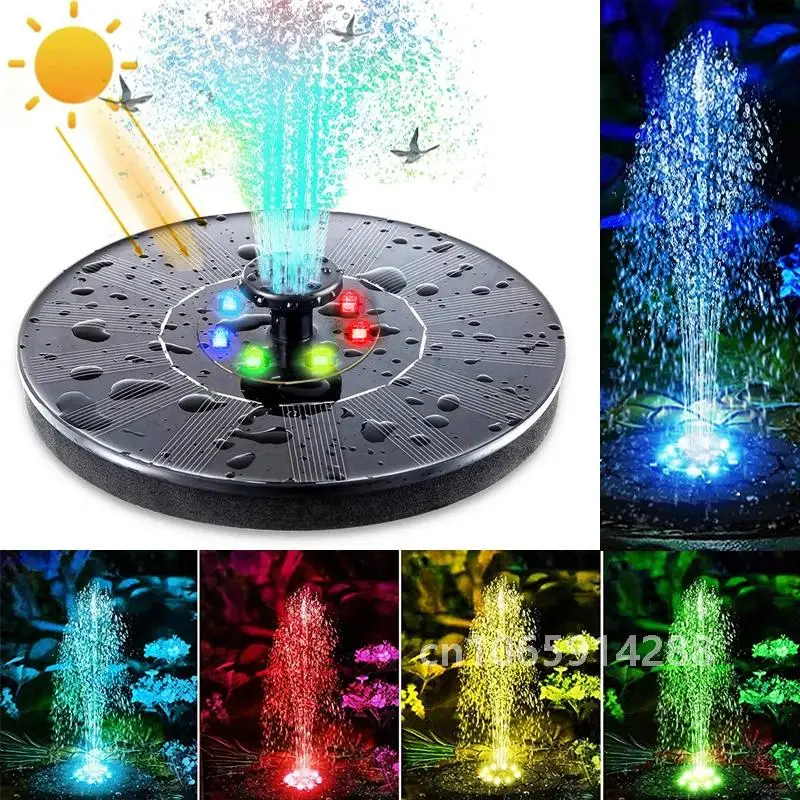 13/16/18cm Solar Water Fountain Pool Pond Waterfall Garden Decoration Outdoor Bird Bath Solar Powered Colorful Fountain Floating