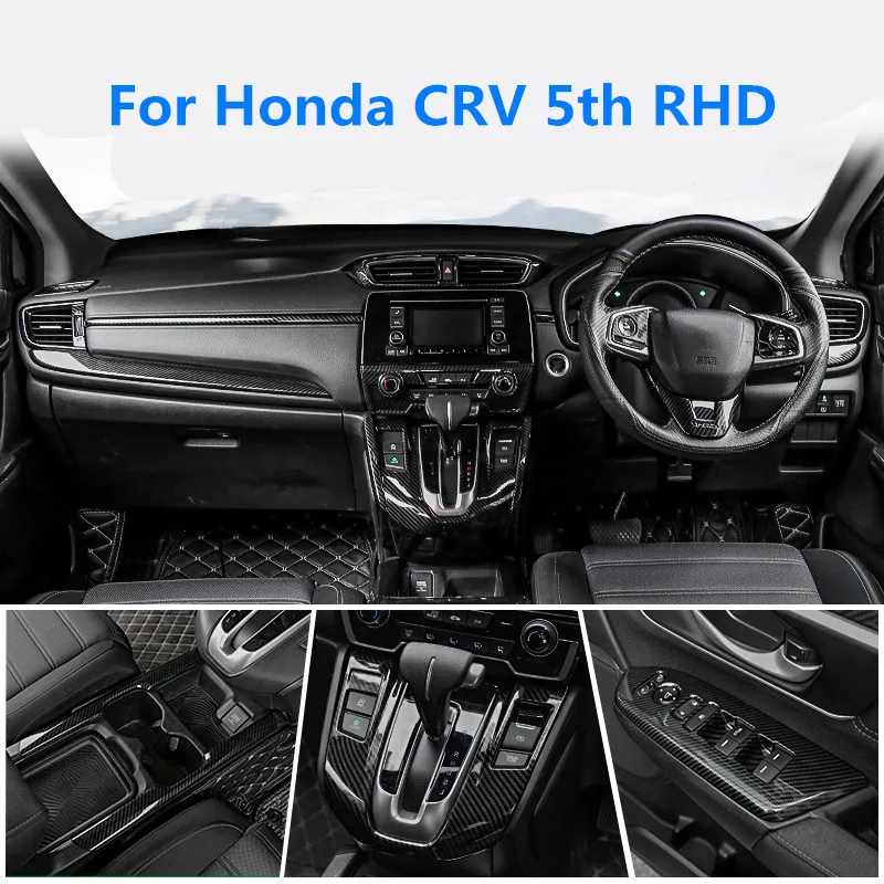 Right Hand Drive Accessories For Honda CRV CR-V 5th HYBRID RHD Carbon fiber ABS Decoraton 2017-2018