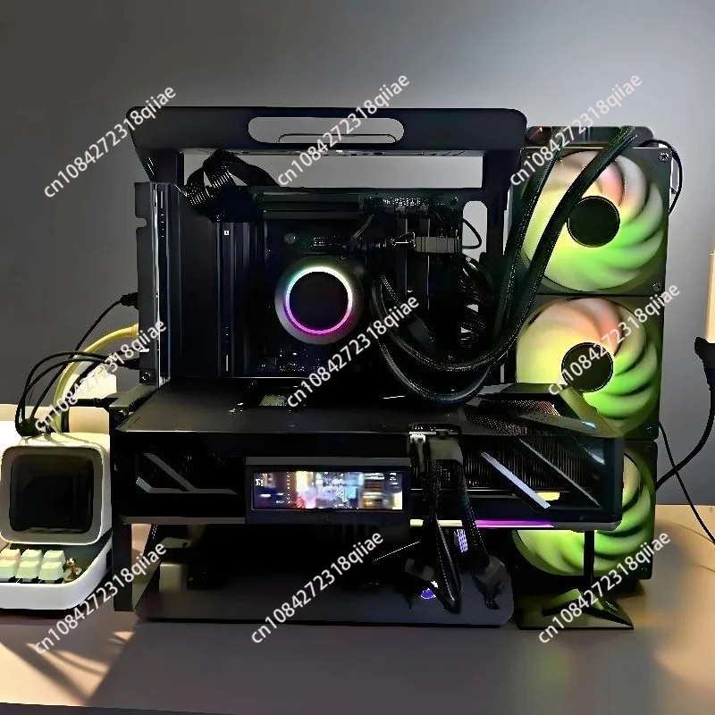Open Frame Computer Case, Supports ATX/MATX/ITX Motherboard & Vertical GPU Mount, DIY PC Test Bench