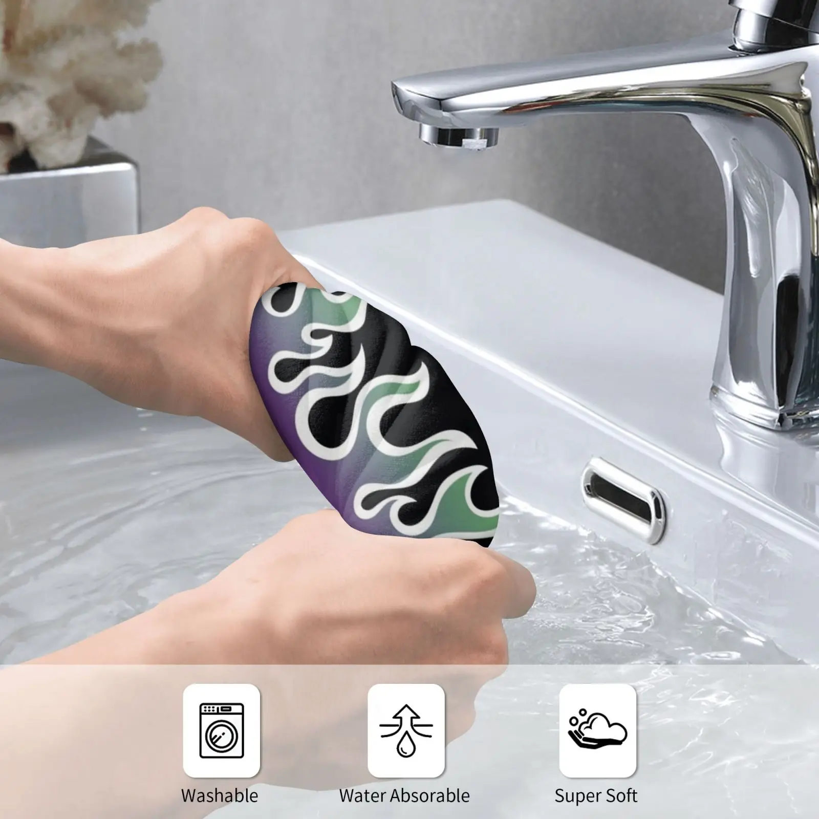 Peppermint Purple Flame Print Bath Towel Beach Cushion Peppermint Purple Flame Flames