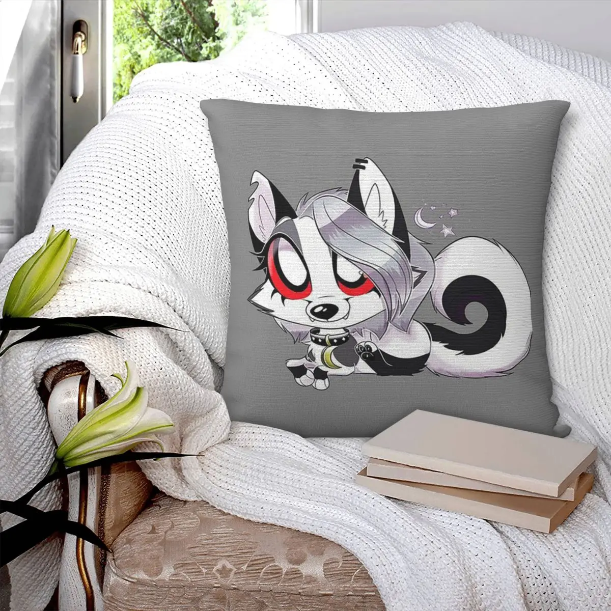 Helluva Boss Loona Square Pillowcase Pillow Cover Polyester Cushion Zip Decorative Comfort Throw Pillow for Home Bedroom