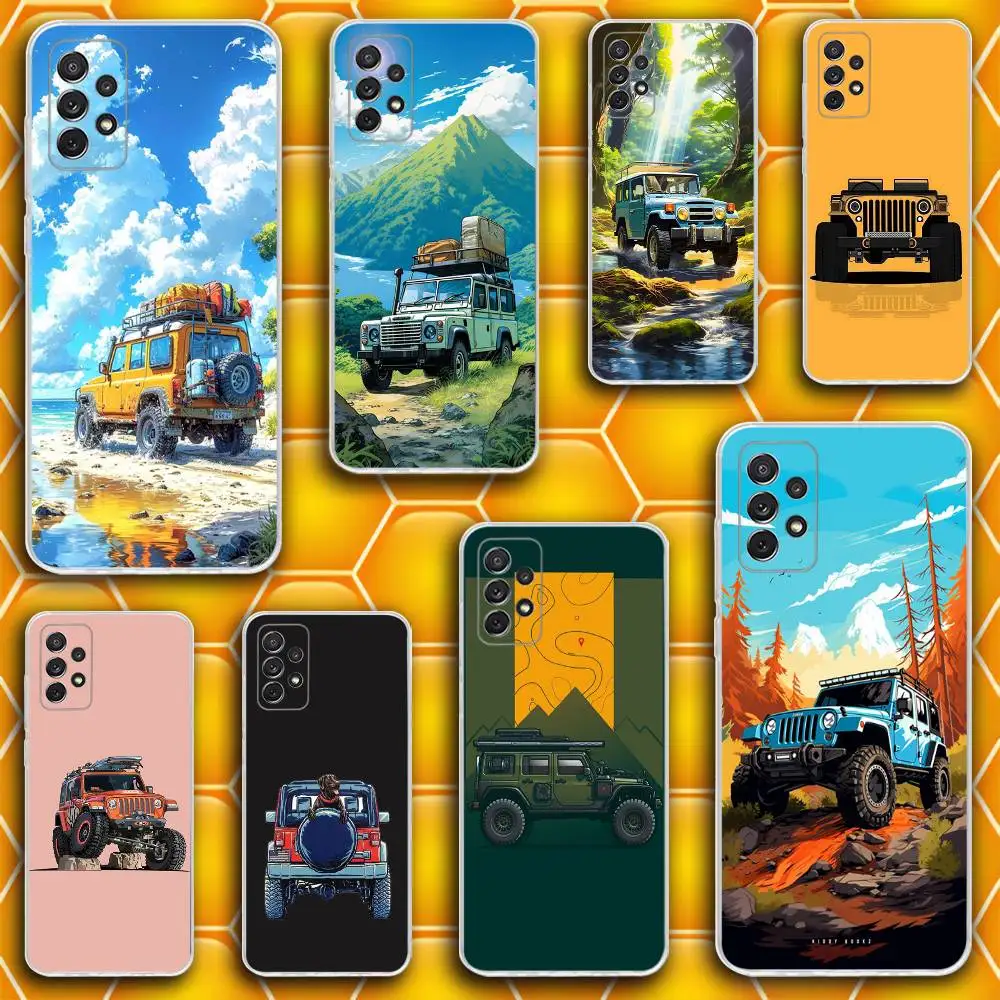 

J-Jeeps-s off-road Phone Case Silicone For Samsung S30,23,21,22,20 FE lite,S10,9,PIus Note20ultra Soft Transparent