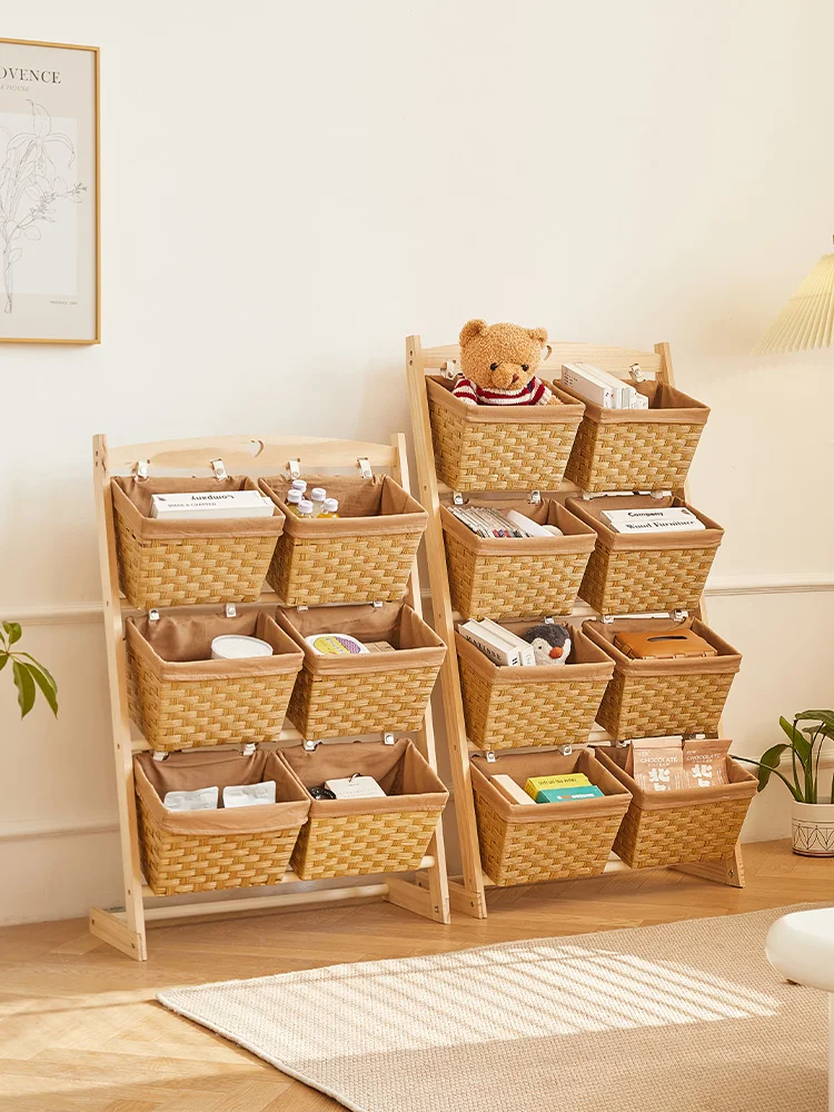 

Living Room Multi-layer Bookshelf Children's Book Storage Rack Stand-alone Floor-mounted Storage Cabinet Snack Organizer