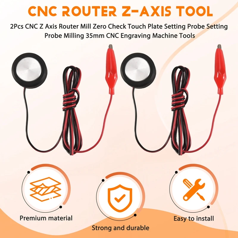 A74I-2Pcs CNC Z Axis Router Mill Zero Check Touch Plate Setting Probe Setting Probe Milling 35Mm CNC Engraving Machine Tools