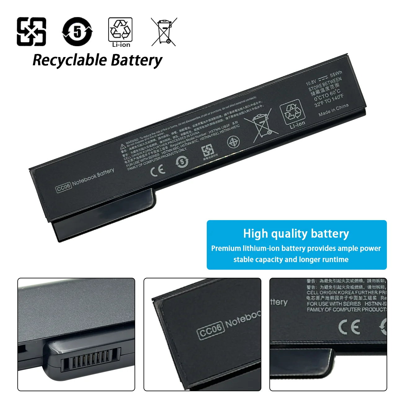 New CC06 Laptop Battery For HP ProBook 6360b 6460b 6470b 6560b 6570b 6465b 6475b 6565b 8460p 8470p 8460W HSTNN-DB2F CC06XL