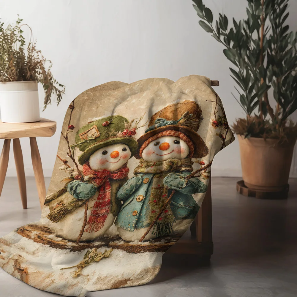 

Tuniu Cute Snowman Plush Blanket for Sofa Bed Room Throw Soft Warm Decorative Throw Blanket
