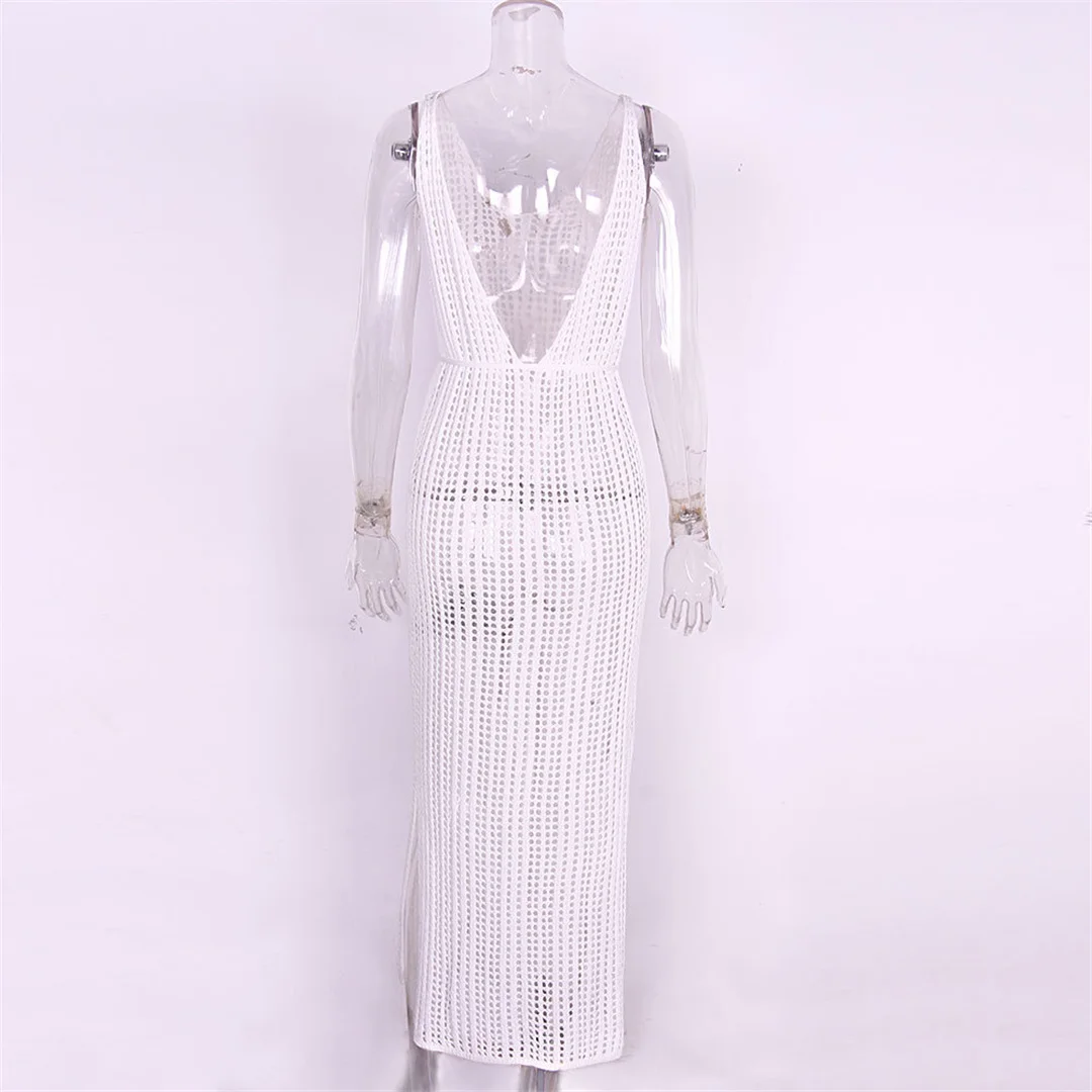S - XL Rückenfreie, ausgehöhlte, gestrickte, gehäkelte Tunika, Strand-Überwurf, Strandkleid, Strandmode, Damen V3660 – Detail 19
