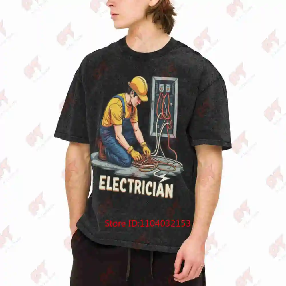 Electrician Wiring Tools Workwear Vintage Washed Tee Pure Cotton T-Shirt