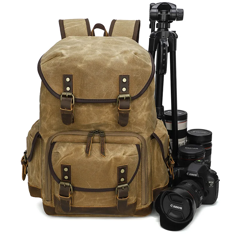 Batik Canvas Photography Camera Large Wear-resistant Outdoor Waterproof Photo Backpack for Cannon/Nikon/Sony DSLR SLR Lens