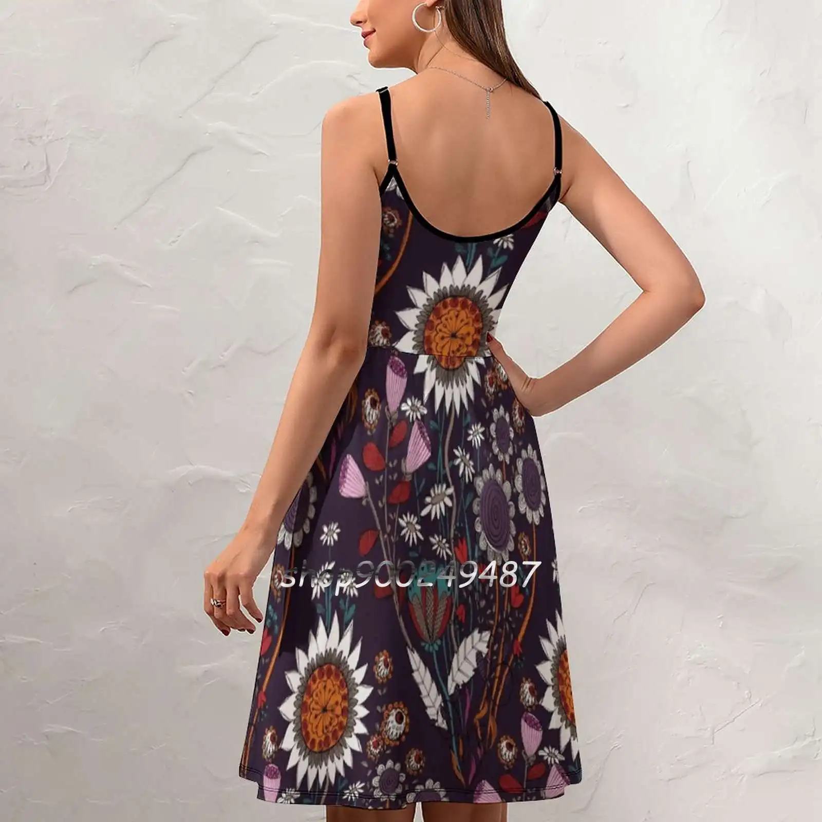 Boheme-Vestidos sexis de verano para mujer, vestidos de fiesta con corte Floral, color morado y rosa