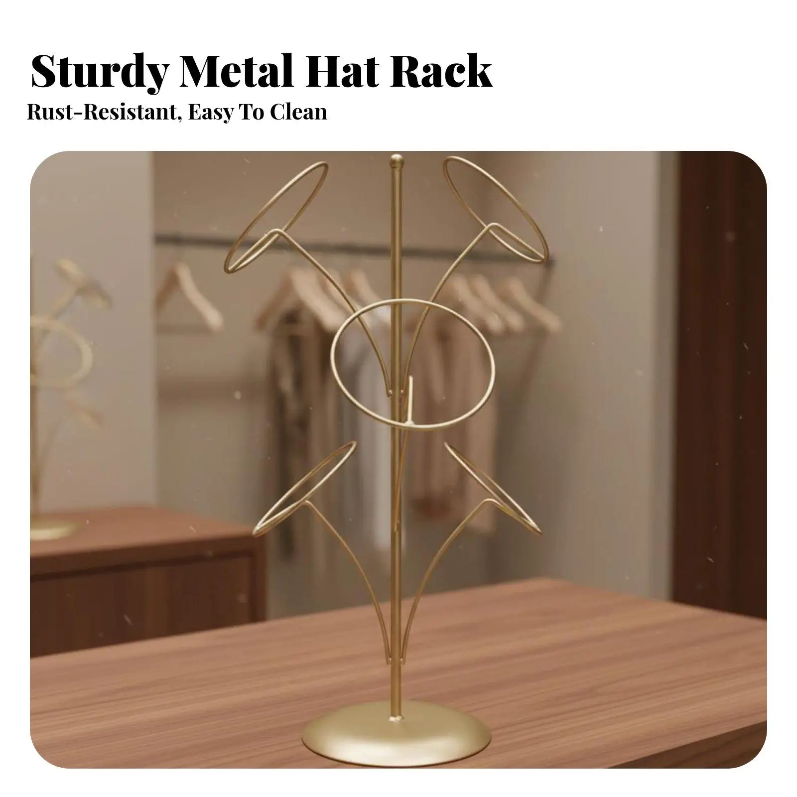 Vertical Hat Display Stand with Sturdy Base Hat Storage Rack Trunk Hat Organizer for Retail Boutique