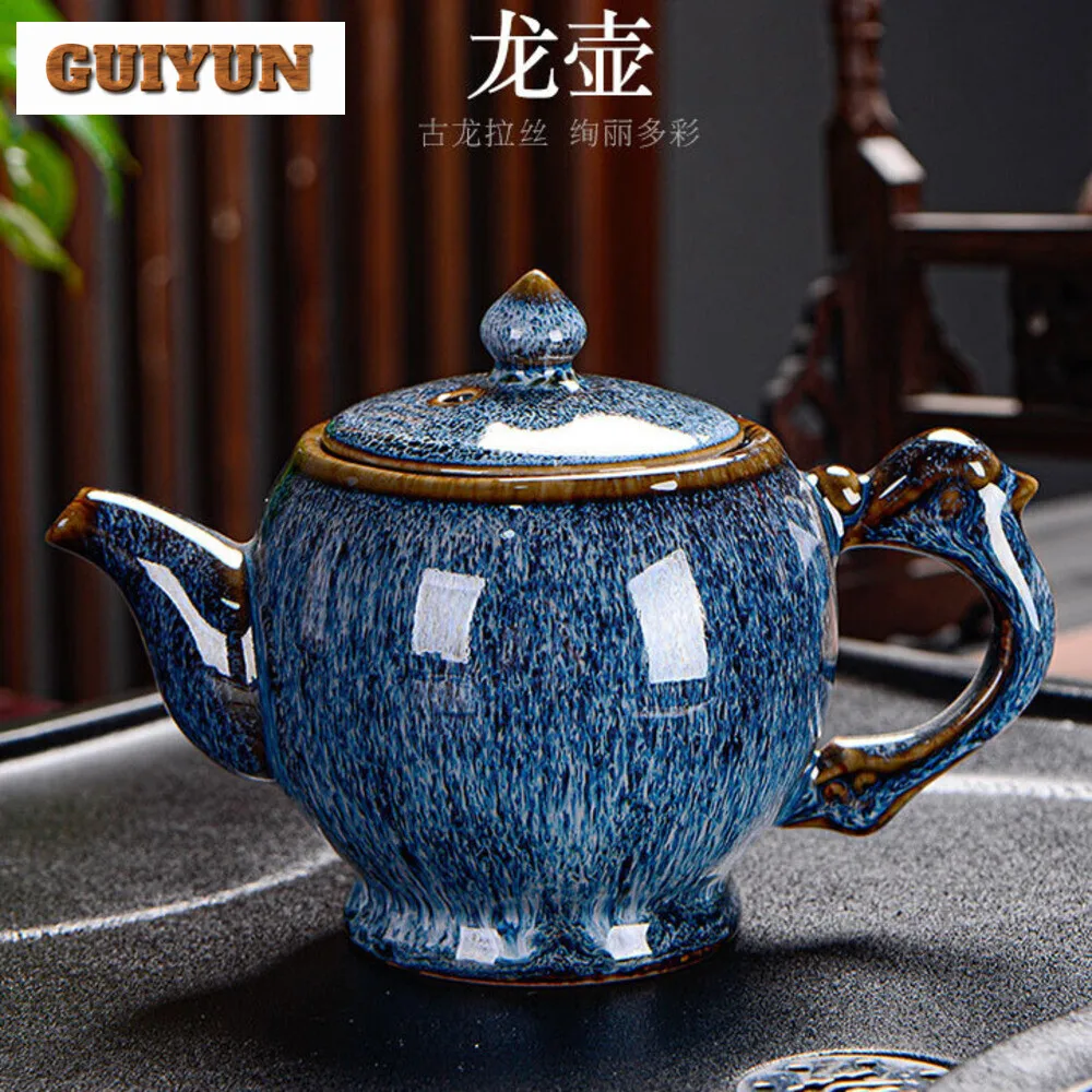 Kung Fu Tea Set Luxury Household Retro Ceramics Office Commerce Ru Kiln Kungfu High-end Chinese Tea Set With Cups and Kettle Bar view 6