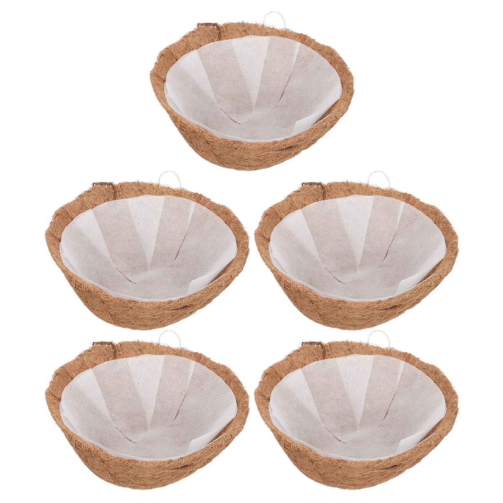 

5Sets Replacement Coconut Fiber Liner for Planters Firm Texture Hydrophobic Basket Pad for Healthy Plant Growth Environment