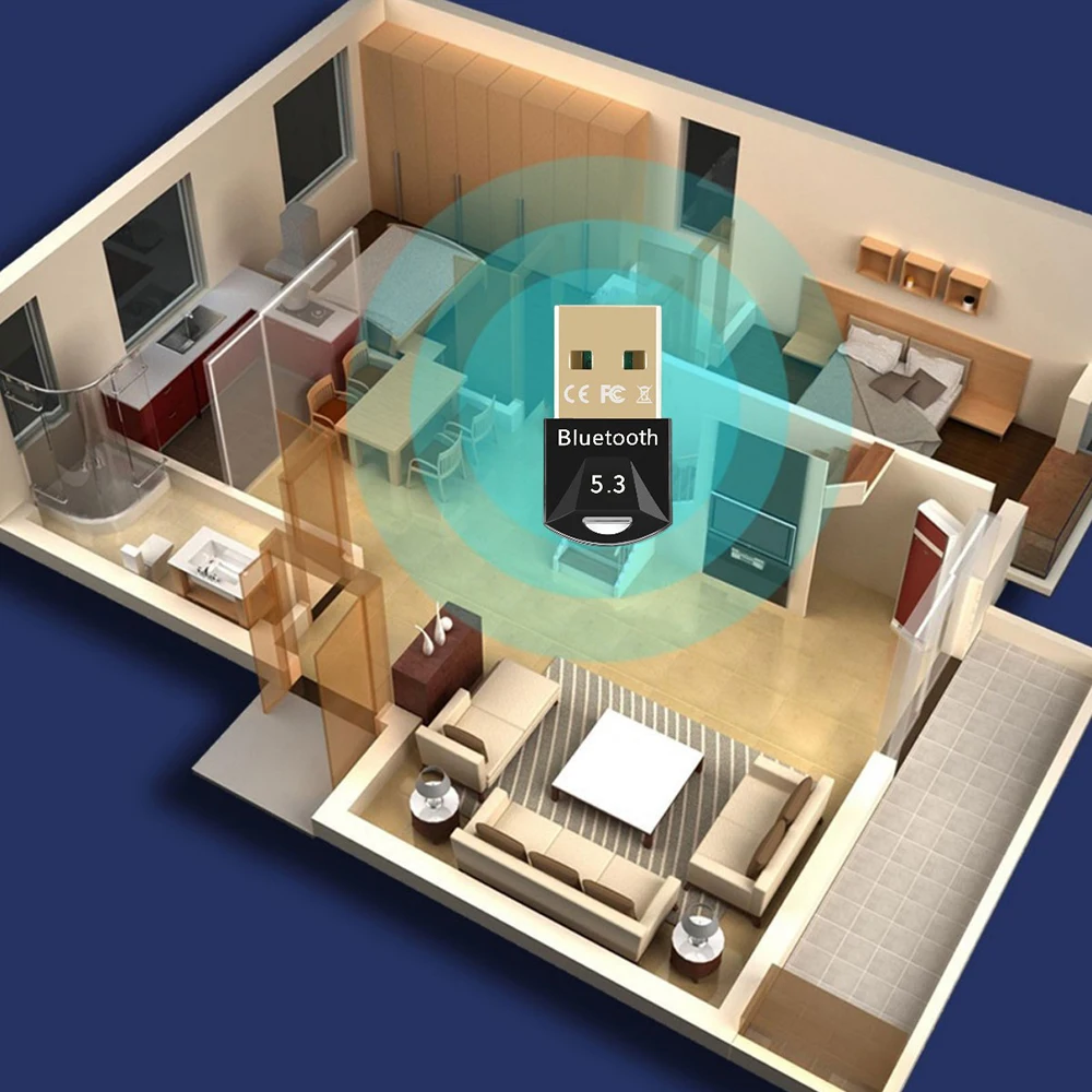 USB 블루투스 5.3 어댑터, 무선 블루투스 오디오 수신기 송신기, PC 노트북 마우스 키보드 어댑터, 블루투스 동글