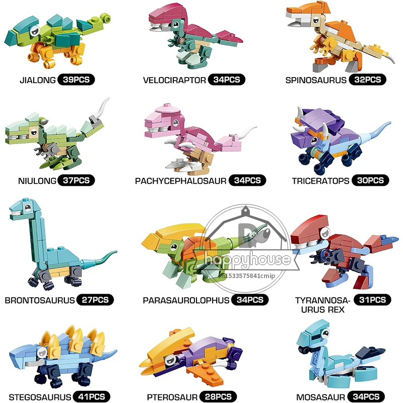 12 in 1 Dinosaur Building Block Set for Kids 12 Pack Mini Animals Building Sets for Boys Girls STEM Montessori Educational Toys