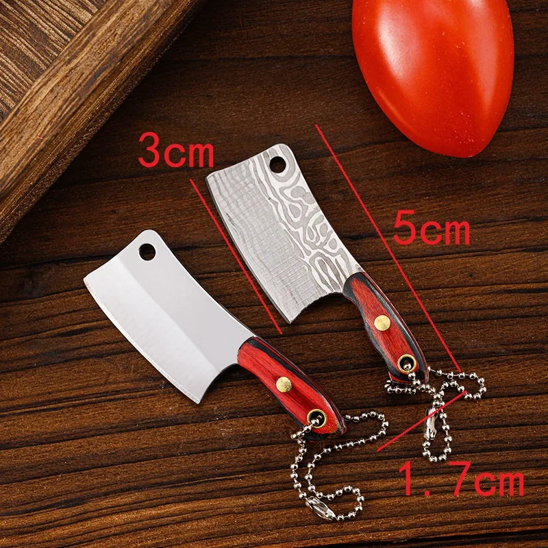 1Pcs EDC Portable Keychain Pocket Knife Stainless Steel Camping Small Mini Peeler Fixed Blade Wood Handle Kitchen Multi Knives