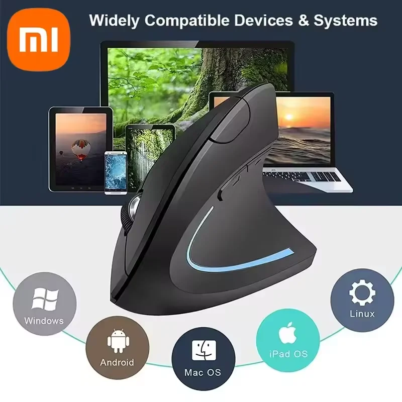 Xiaomi Wireless Bluetooth Vertical Mouse Rechargeable Personalised Side Grip Ergonomic 2.4G Mute Gaming PC Computer Mouse New image 2
