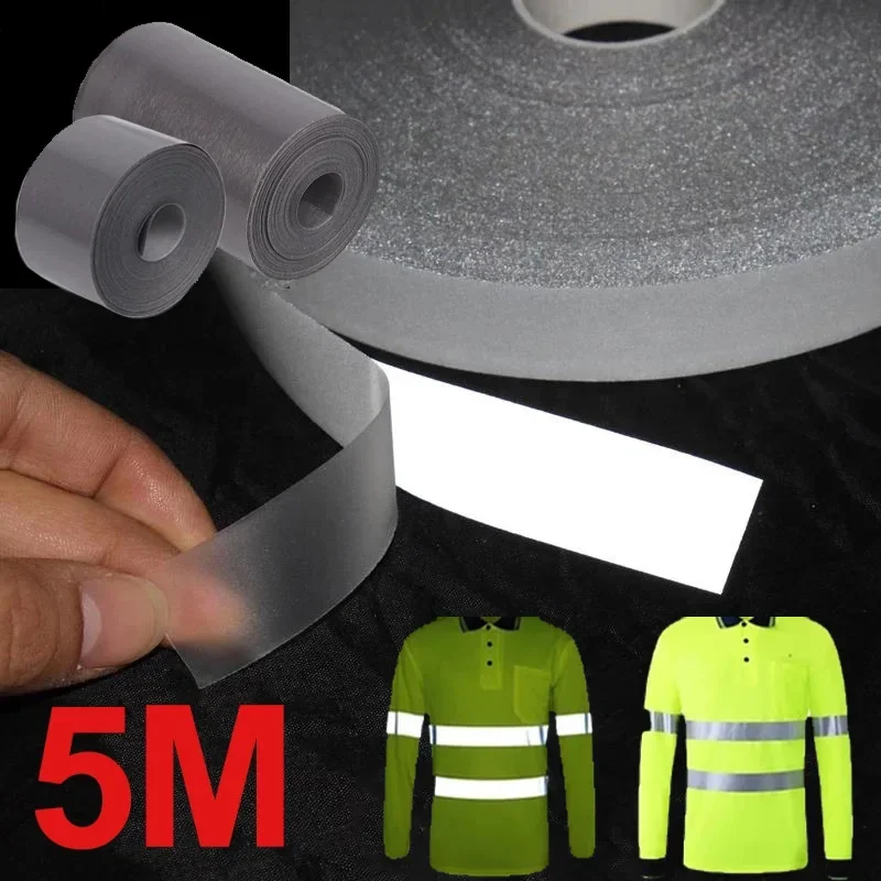 5/10M Reflective Heat Transfer Film Safety Reflector Sticker For Shoes Clothes Heat Decals Roadway Night Warning Strip Stickers