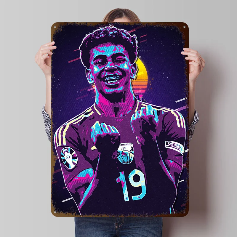 Lamine Yamal Style Retro Tinplate Poster Customized Wall Art Vintage Metal Signs Retro Tin Plaque for Office Decoration Gaming