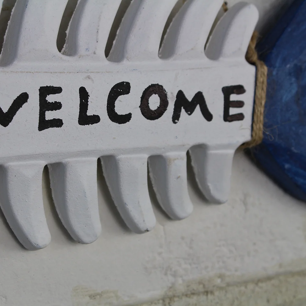 

Wooden Fish Bone Welcome Card Home Decor Mediterranean Style Natical Wall Hanging Cafe Decoration Bamboo Hemp Rope