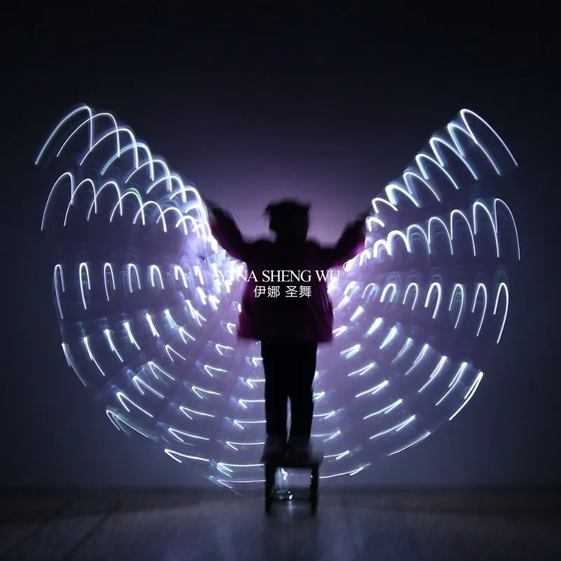 2018 أحدث الأطفال LED أجنحة أزياء الرقص الشرقي 360 المرحلة المصرية أداء الاطفال DJ LED أجنحة
