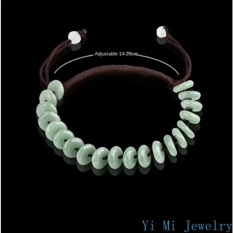 Burmese Jade Donut Bracelets Luxury Men Women Natural Talismans Amulet Jadeite Gift Emerald Charm Charms Jewelry Stone Man view 3
