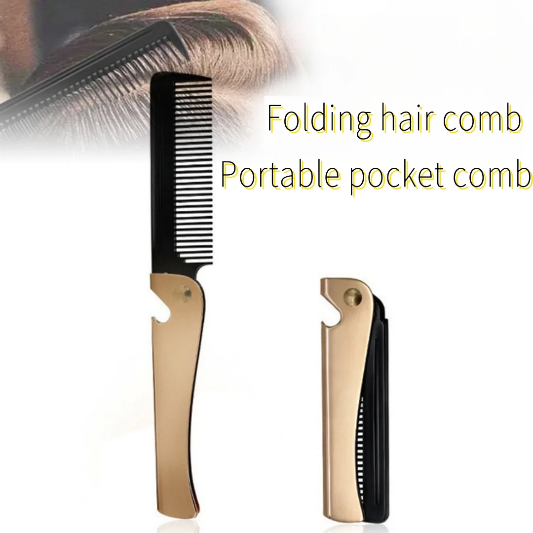 

Portable Folding Pocket Combs For Oil Head Hair Styling Product Comb For Man Women Electroplated Gold Folding Knife Shaped Comb