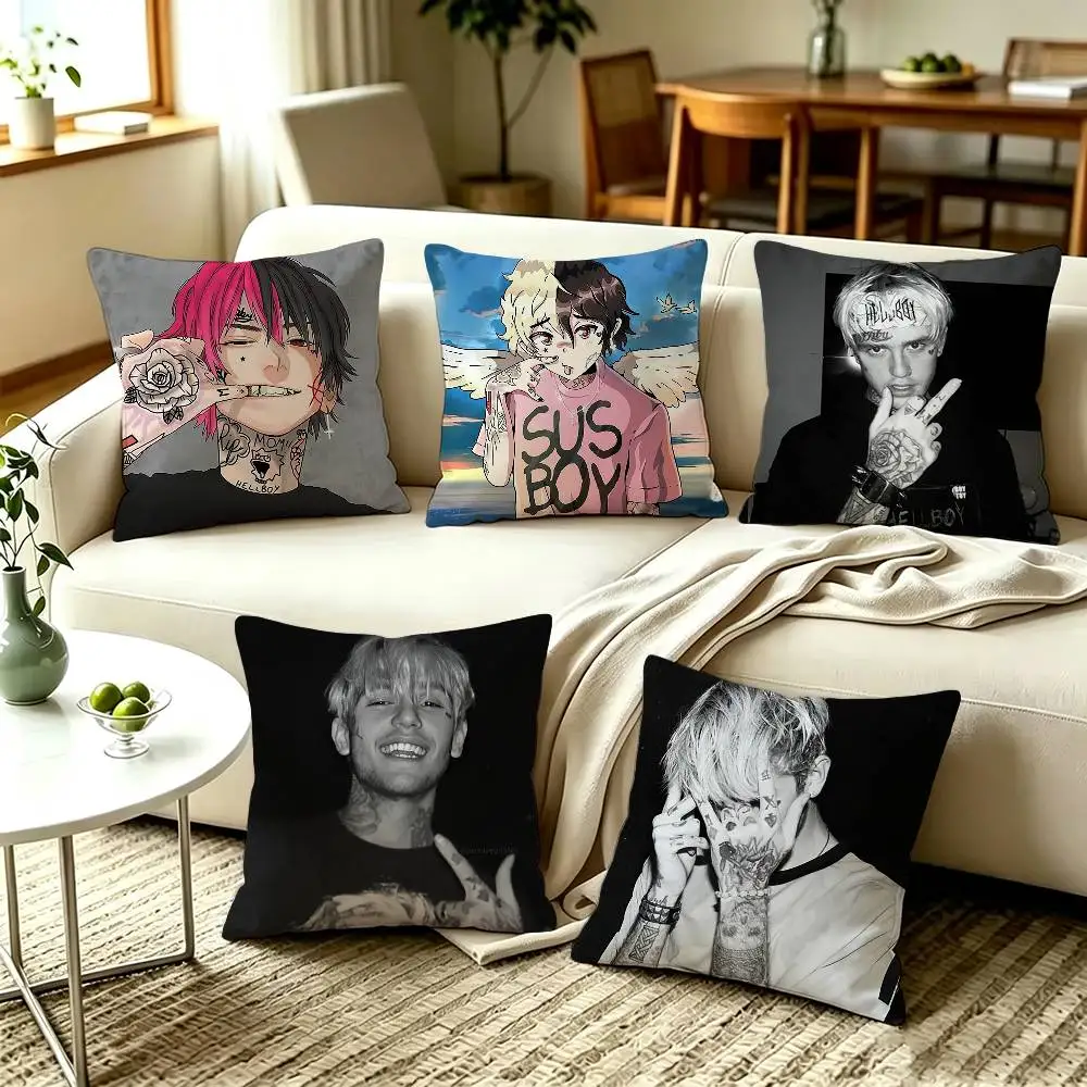 Rapper L-Lil P-Peep Chibi Pillow Case Living Room Sofa Cushion Cover Suitable For Home Bedroom Room Decoration