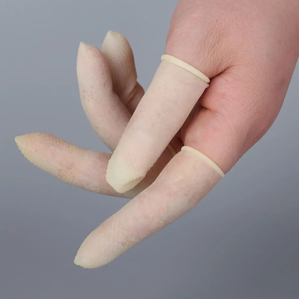 100PCS Reusable Nail Art Tool Natural Latex Rubber Gloves Finger Cover Protector Gloves White Finger Cots