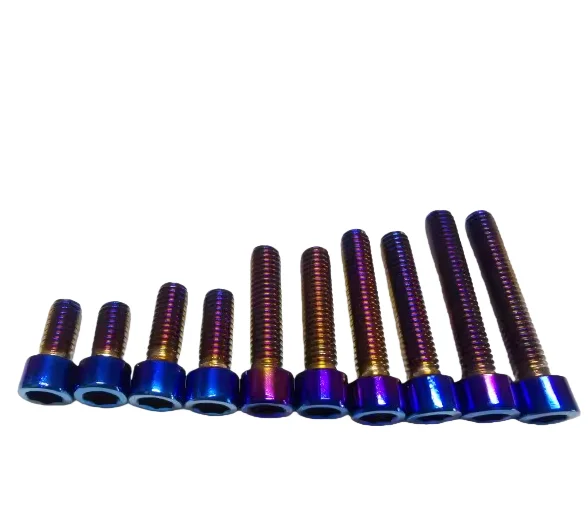 Veekaft 5pcs  M5 M6 M8 M10 201Hexagon screw Alloy steel titanium gold-plated screw length