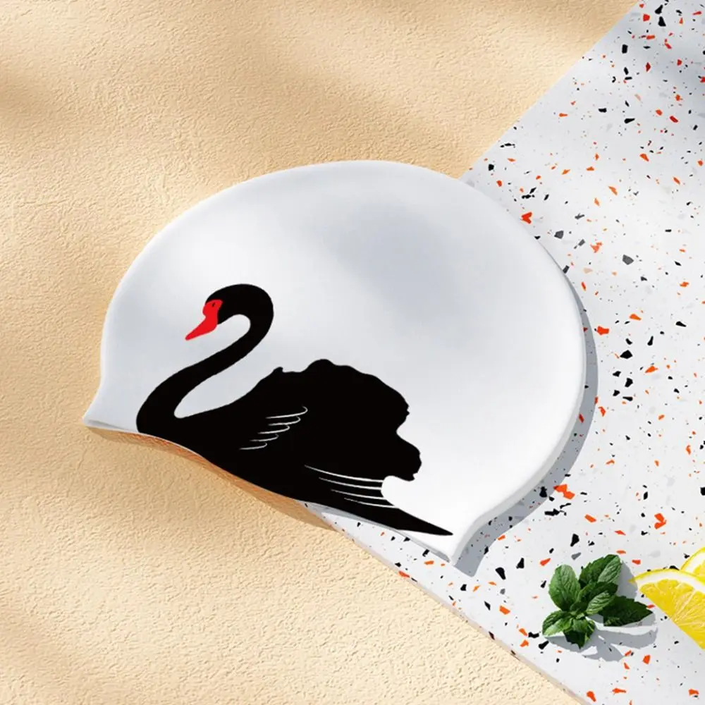 Comfortable Wear Plus Size Swimming Cap Printed Pattern Anti Slip Bathing Caps Waterproof Elastic Diving Hat Swimming Pool