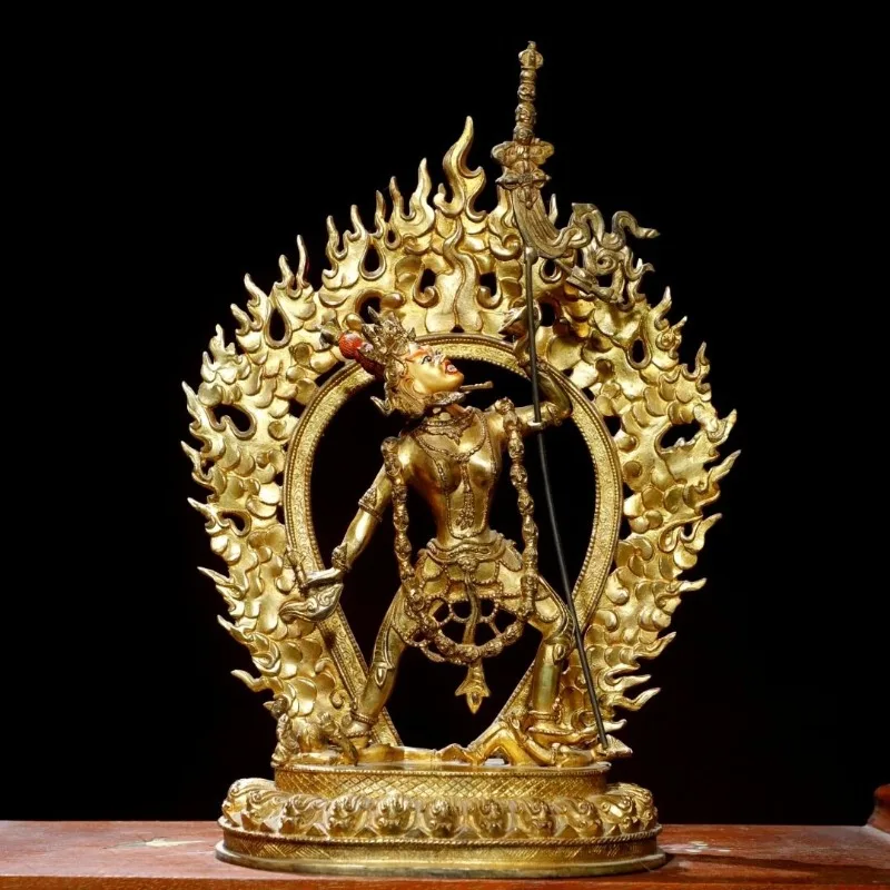 Antique Gilt Vajrayogini Statue Tibetan Buddhism Naro Dakini Buddha Sculpture Religious Collectible Home Decor Ornament