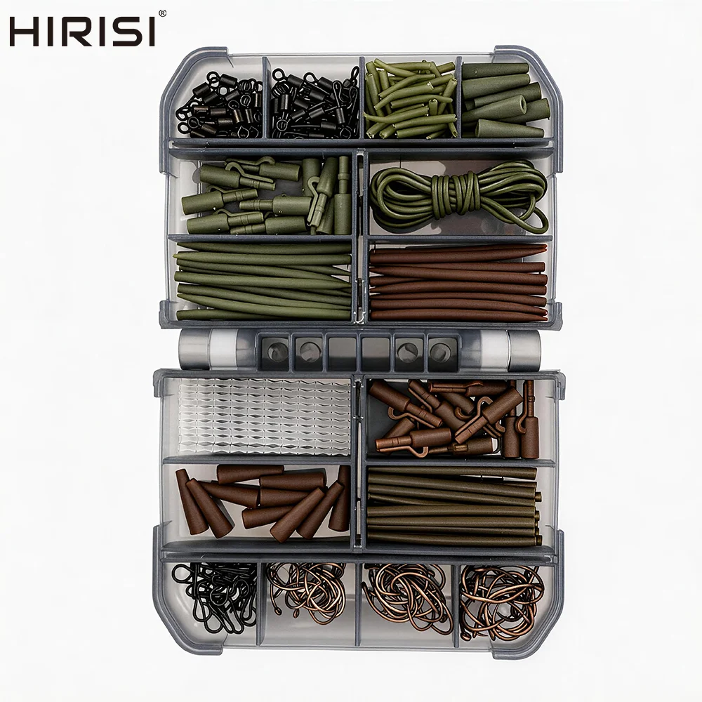 Hirisi 326-teiliges Karpfen-Angelgerät-Set, komplettes Haar-Rig-Zubehör mit Karpfenhaken, Schnellwechsel-Wirbel, Terminal Tackle XP400