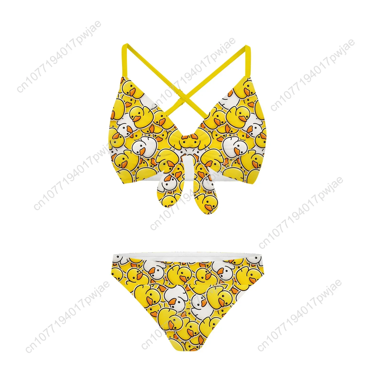 Fun little yellow duck Bathing Suits Cross Strap Suspenders Swimsuits Womens Bikini Party Beach Swimwear Customized Beachwear
