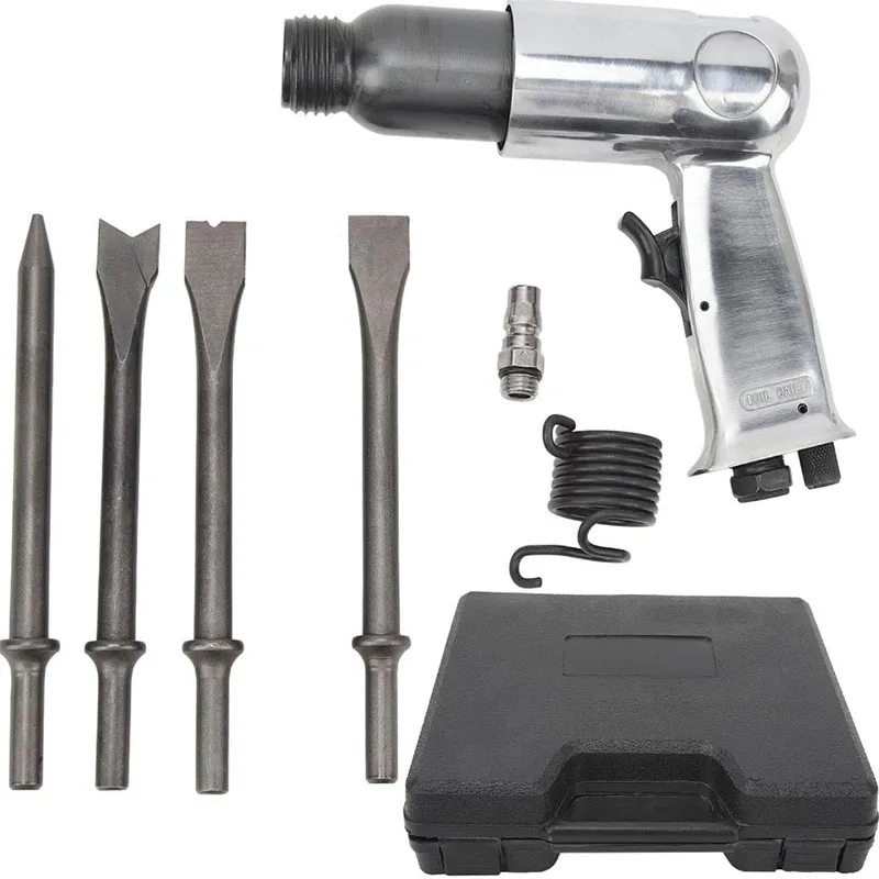 

Air Hammer Kit Long Barrel Air Chisel Kit with Quick Change Retainer and 4 Chisels Lightweight Anti Vibration Pneumatic Hammer