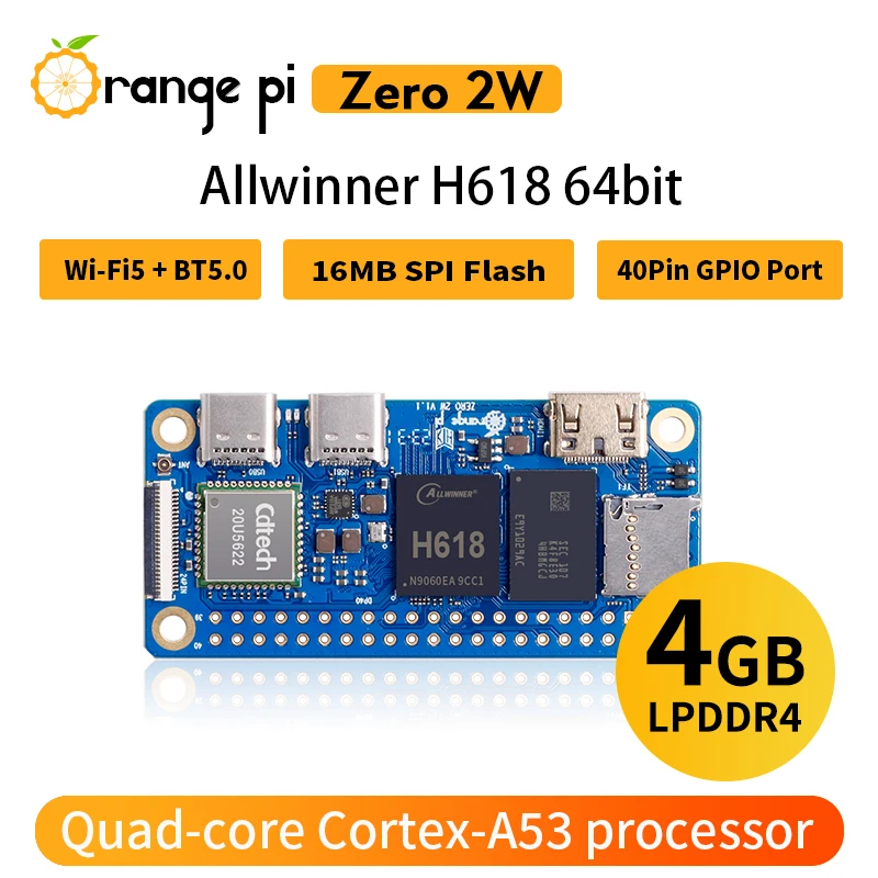 Orange Pi لوحة تطوير زيرو ، 2 واط ، ذاكرة وصول عشوائي 4 جيجابايت ، DDR4 ، WiFi-BT ، Zero2 واط ، Allwinner ، H618 ، كمبيوتر لوحي واحد #1