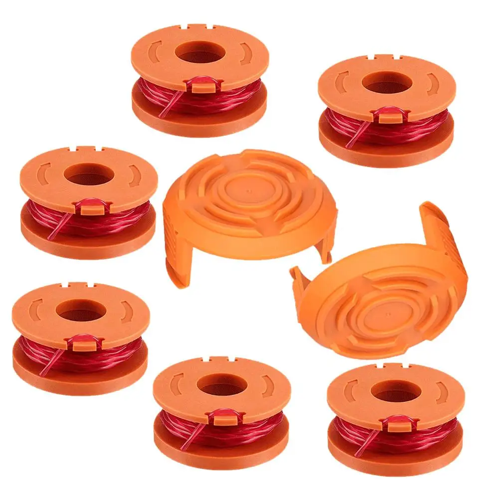 6Pcs Spool Line WA0004 & 2Pcs Cap Cover Fit for Worx Trimmer WG163 WG160 WG157 WG156 WG155 WG180 WG175 WG170 WA6531