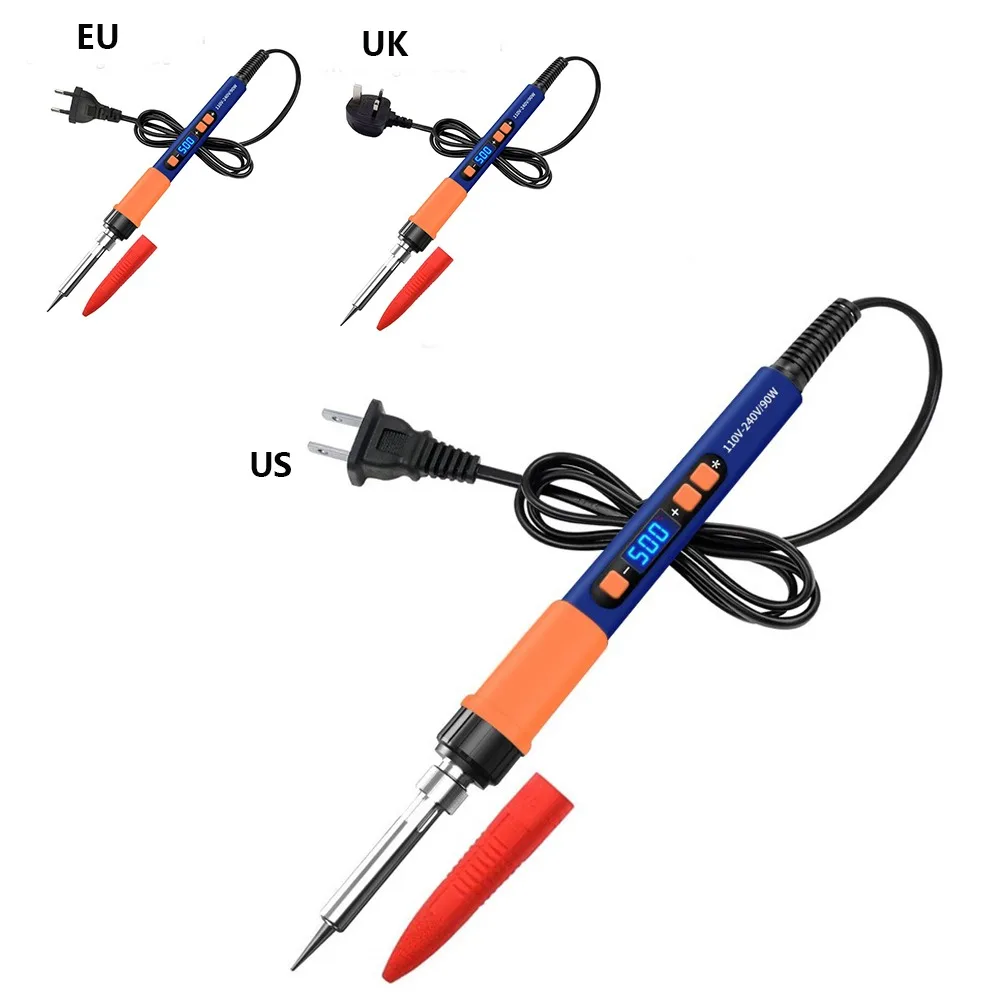 90W Electric Soldering Iron Welding Tool Kit EU/US/UK Plug Digital Display Digital Display Soldering Iron Fast Heat Up