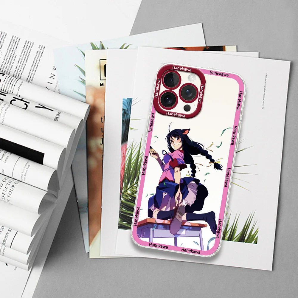 Cartoon Cute Tsubasa Hanekawa Phone Case for Samsung S24 S23 S22 S21 A55 A54 A35 FE PLUS ULTRA Transparent Bezel Shell