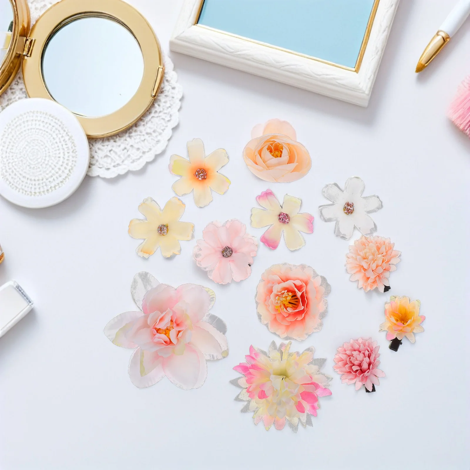 12 fermagli per capelli con fiori, forcine floreali artificiali hawaiane, accessori decorativi per capelli in stile bohémien per le donne estive