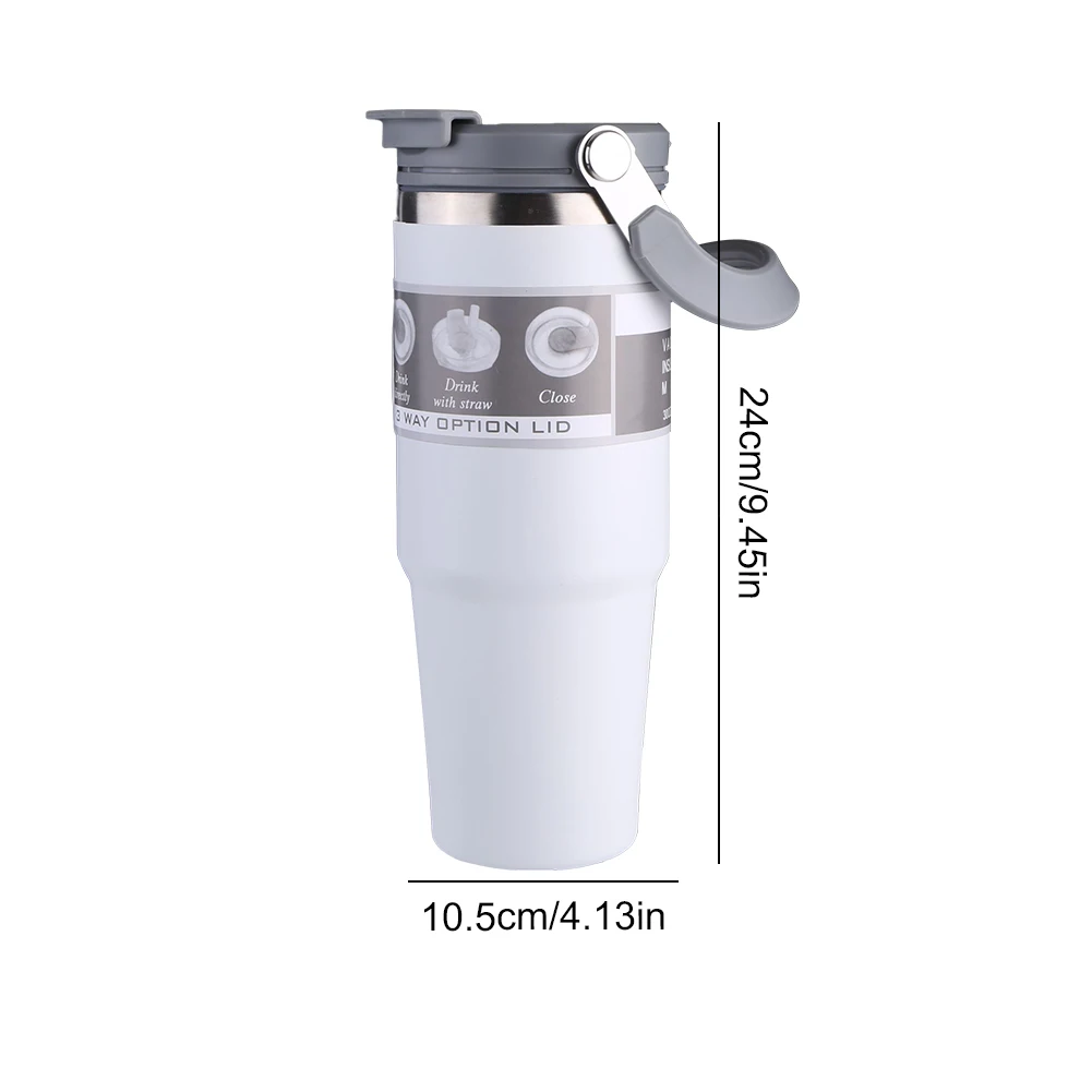 30oz Portable Water Cup with Handle Travel Vacuum Flask Stainless Steel Vacuum Thermal Insulated Mug for Cold Hot Beverages