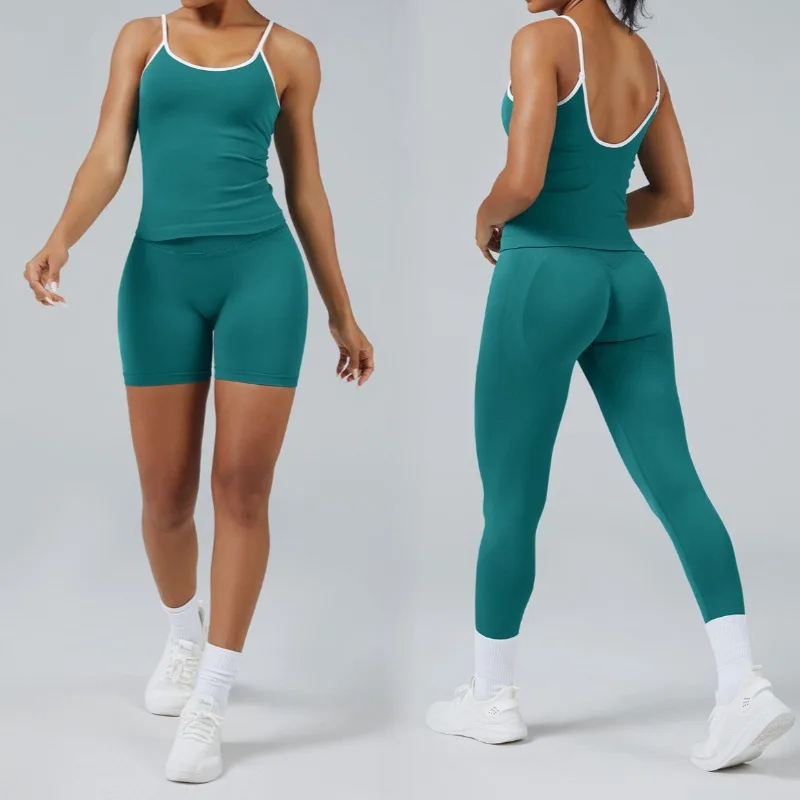 

Seamless Yoga Set - Backless Sports Vest & Quick-Dry Leggings Running Fitness Pilates Gym Workout Outfit Two Piece Set Women