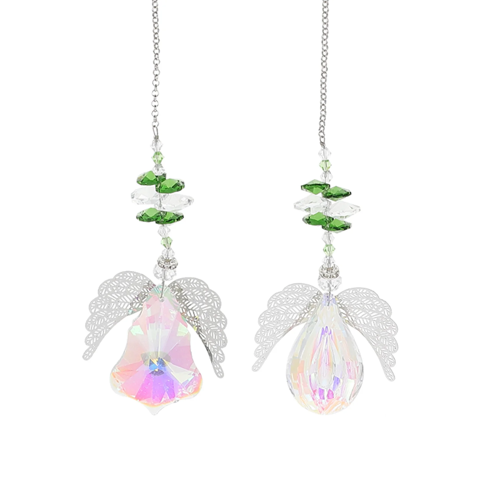 

2Pcs Angel Wing Hanging Ornaments Rainbow Crystal Prisms Window Home Decor Reflective Pendant Crystal Prisms Pendant