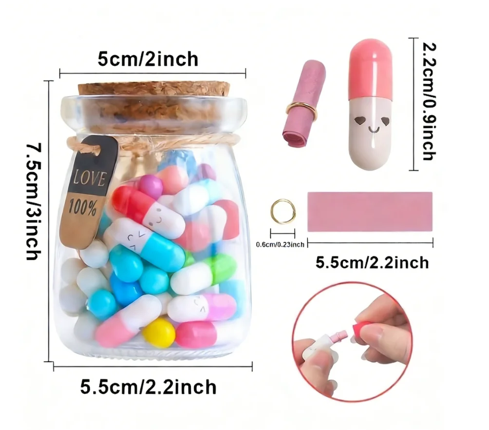 

Стеклянная банка «Исповедь» с рукописной надписью — 50 красочных капсул со смайликами и любовными заметками на день рождения, подарки ко Дню матери на День святого Валентина