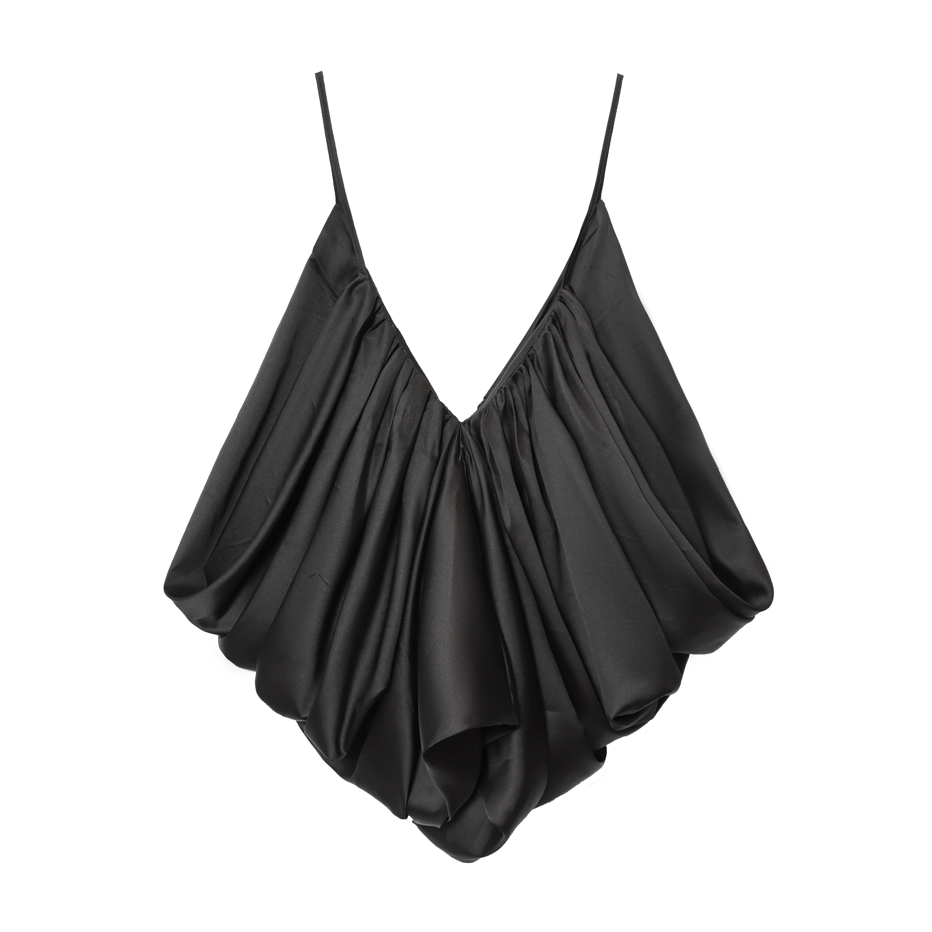 JNLEAOG femmes Satin Texture haut plissé automne nouveau Sle ZW série v-ne Bal coupe ample ort longueur tenue décontracté