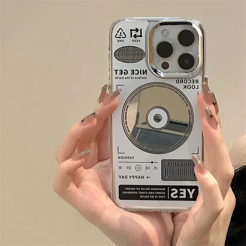 

CD Player Mirror Film Phone Case for IPhone 16 15 14 11 12 13 Mini Pro XS Max Cover 6 7 8 Plus X XR SE Soft IPhone Case