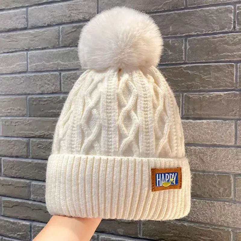 Nuovi colori caramella inverno donna cappello lavorato a maglia di alta qualità morbido caldo addensato peluche berretti di lana signore Skullies